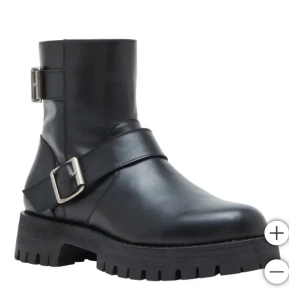 Steve Madden Black Leather Combat Boots-NIB - Picture 2 of 5